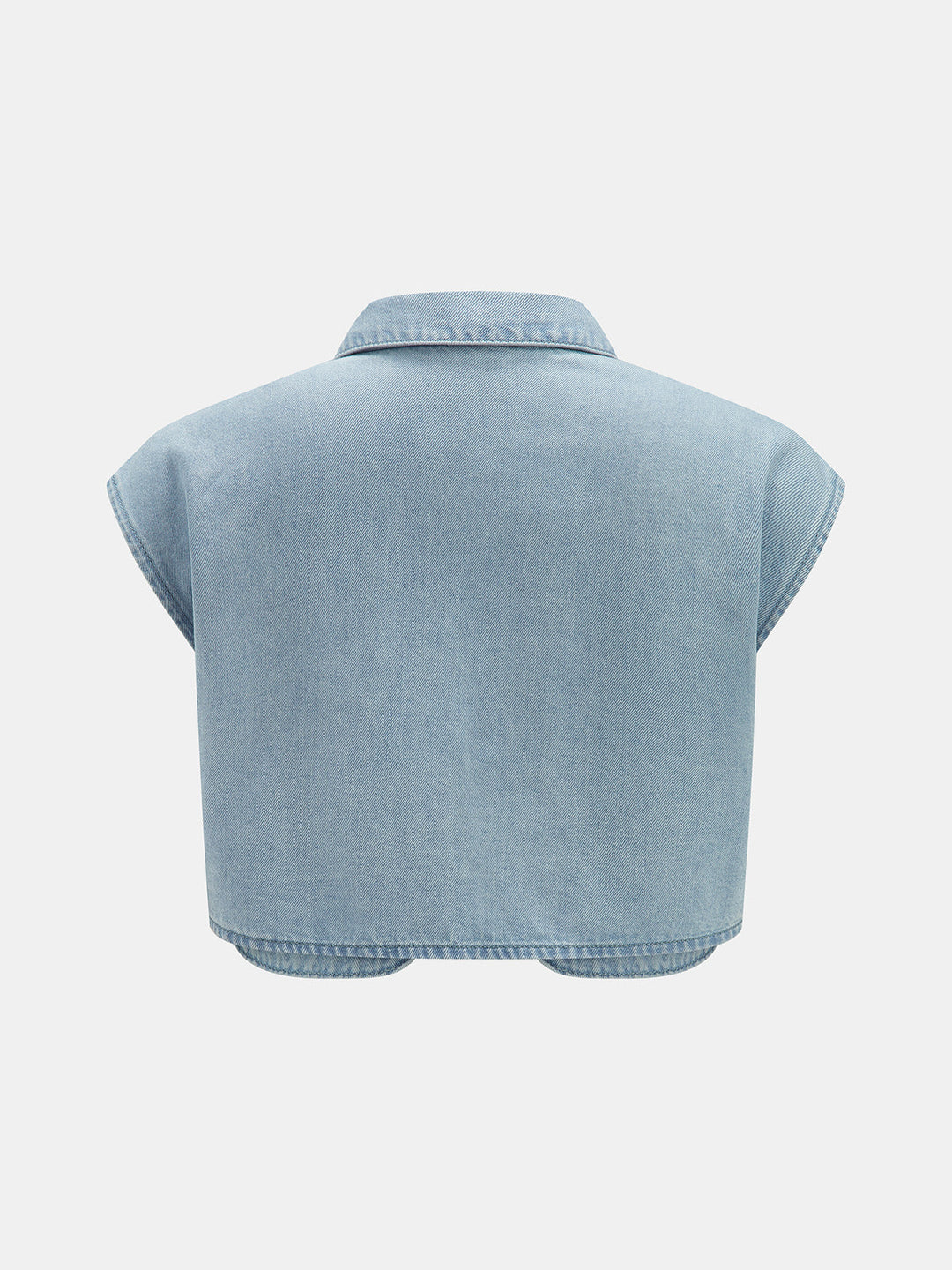 Ærmeløs Crop Denim Top & Plisserede Bukser Sæt