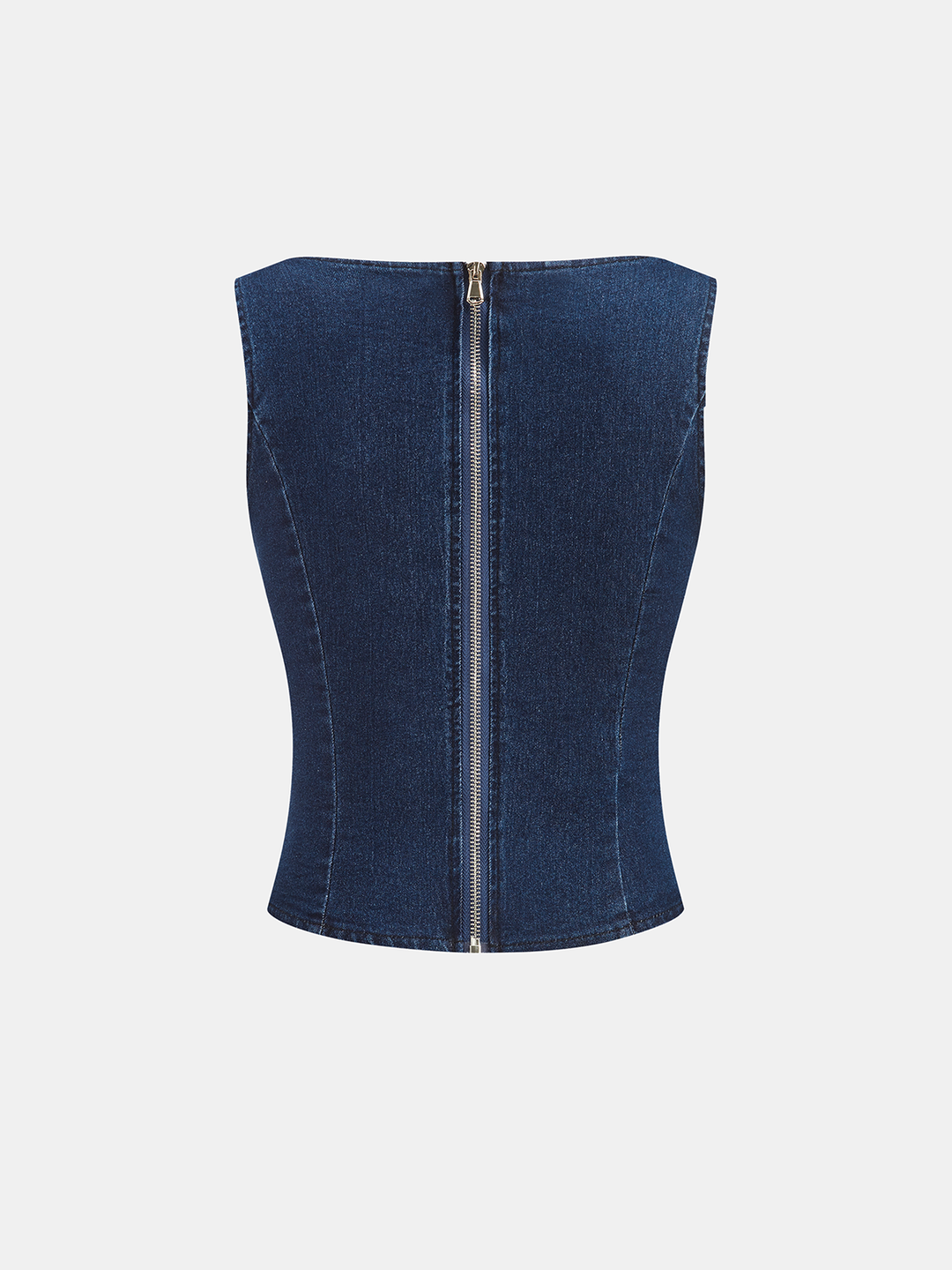 Ærmeløs denim top med svajer og bukser
