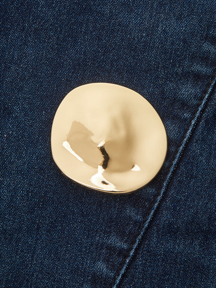 Ærmeløs denim top med svajer og bukser