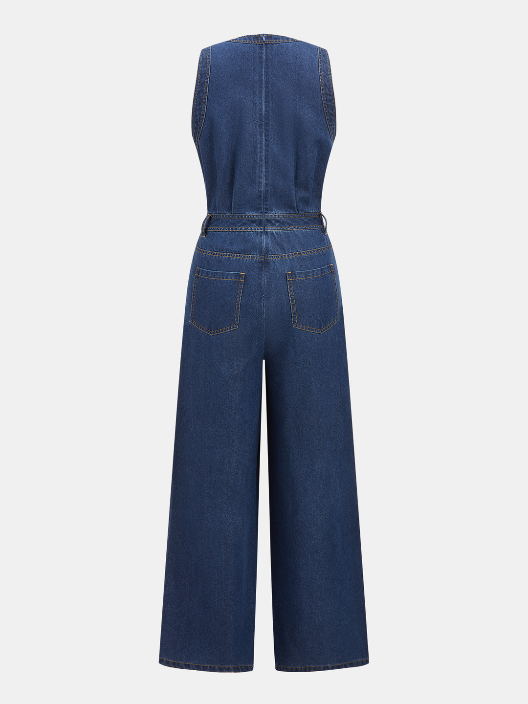 Ærmeløs jumpsuit med V-hals i denim