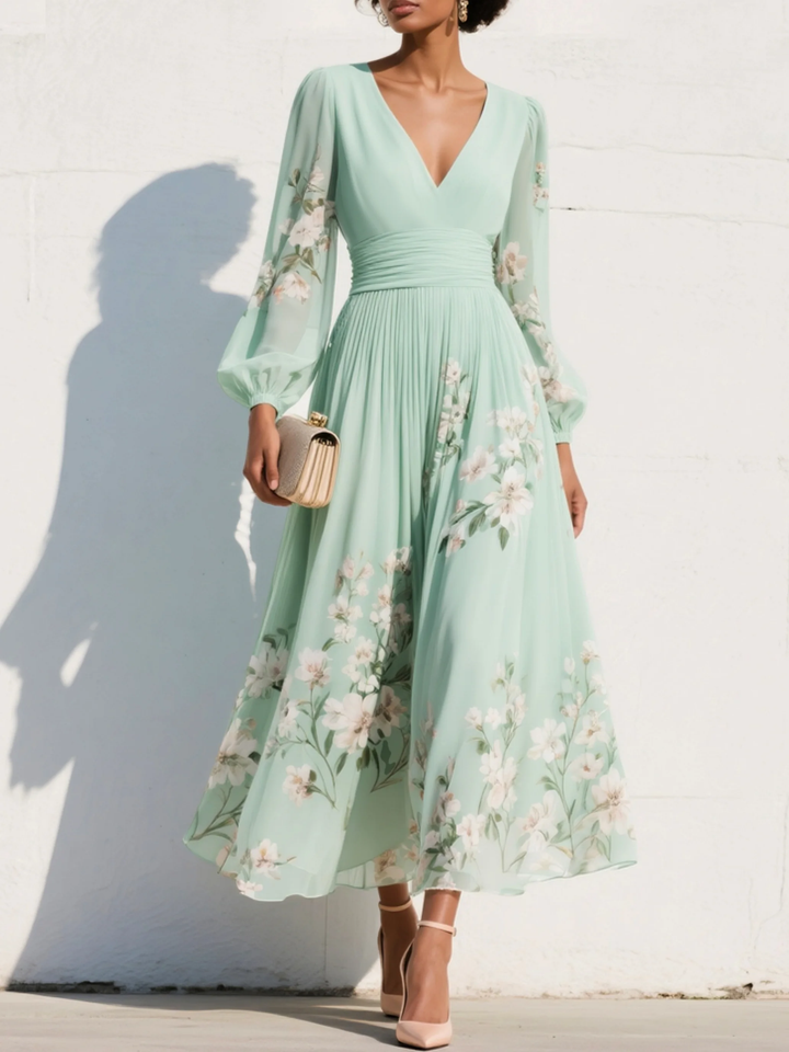 Aurelia Blomster Midi Kjole