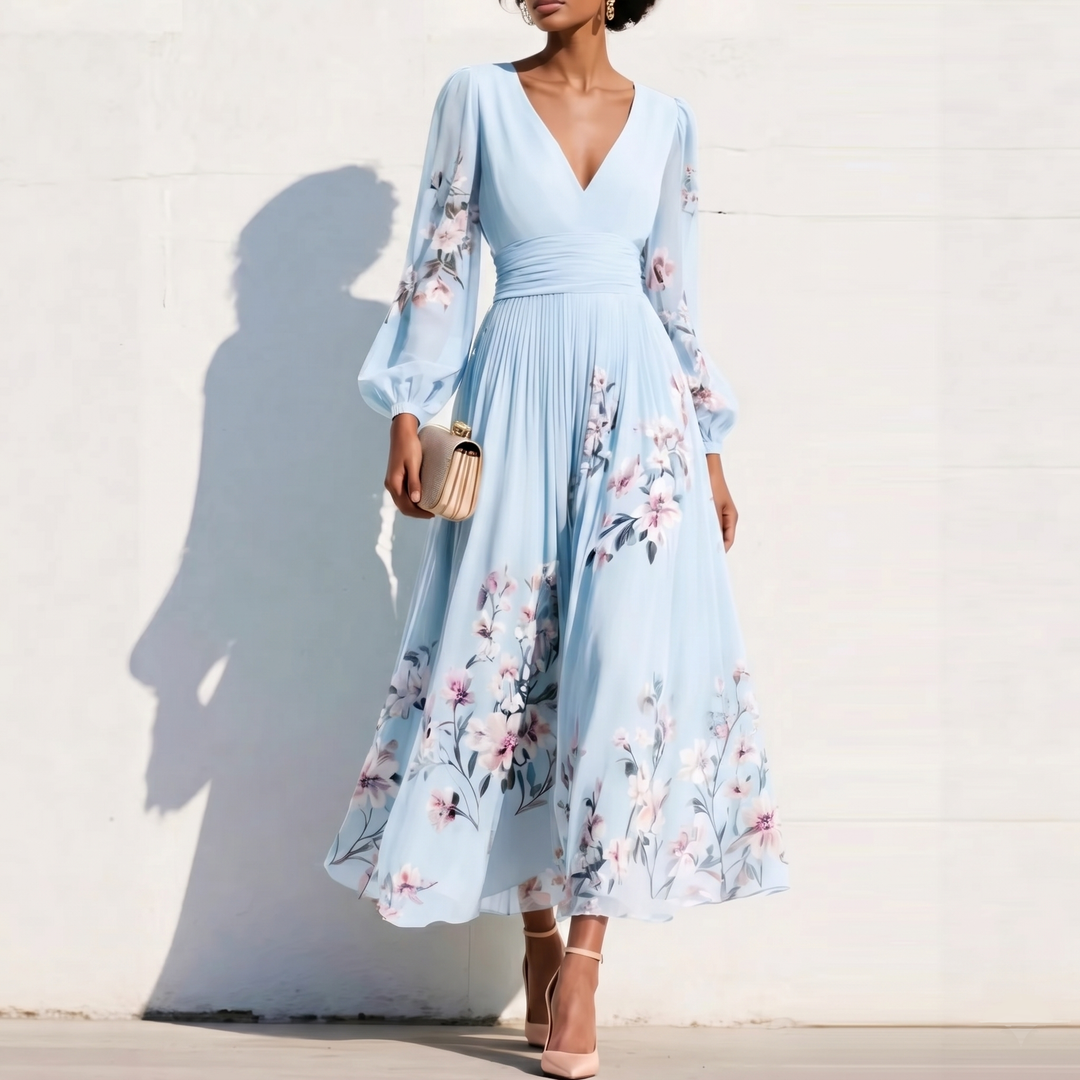 Aurelia Blomster Midi Kjole