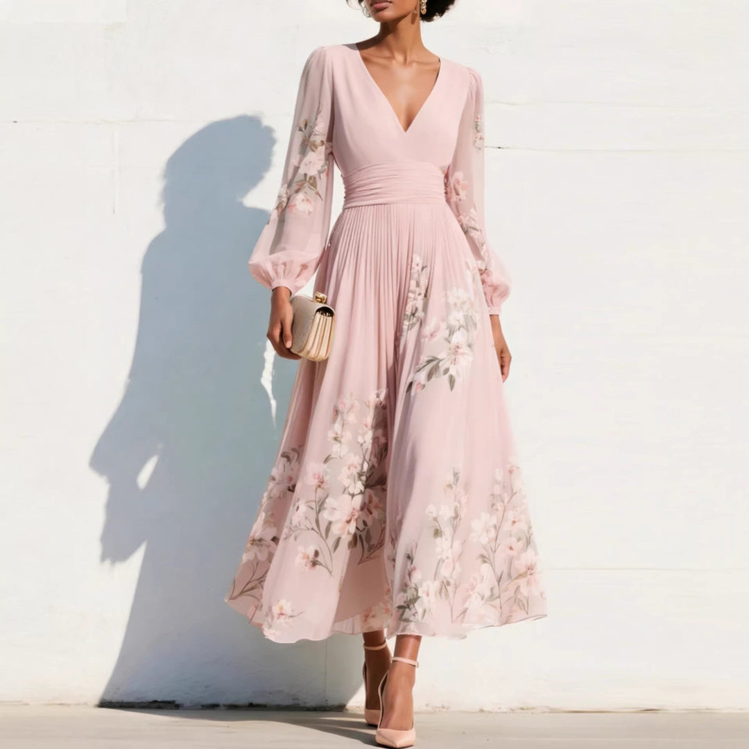 Aurelia Blomster Midi Kjole
