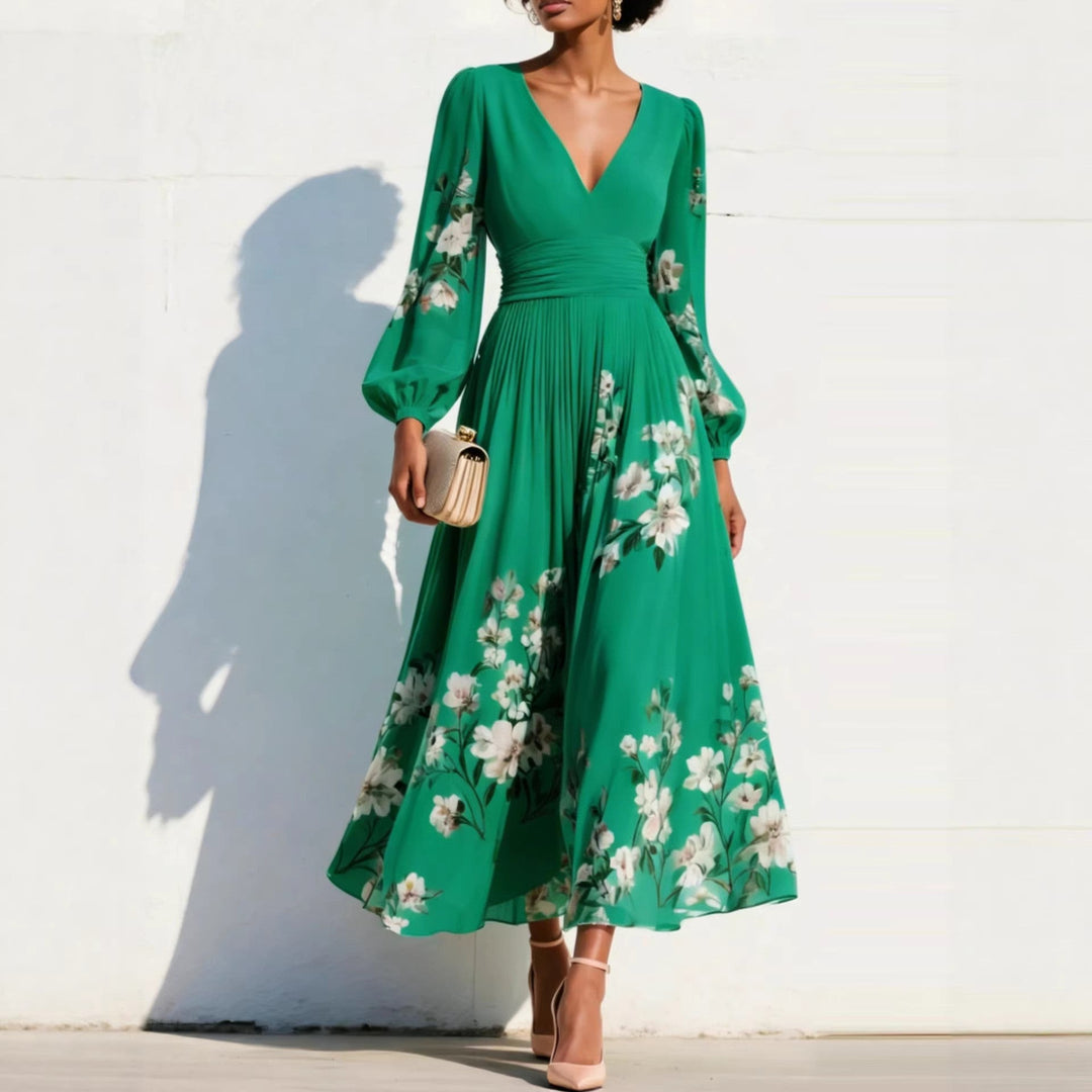 Aurelia Blomster Midi Kjole