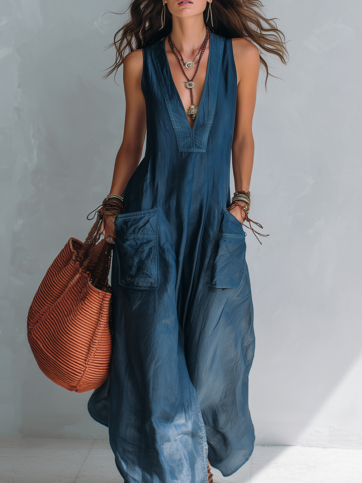 Bohemian Chic | Jumpsuit med vide ben og funktionelle lommer til kvinder | Ubesværet stil til alle lejligheder