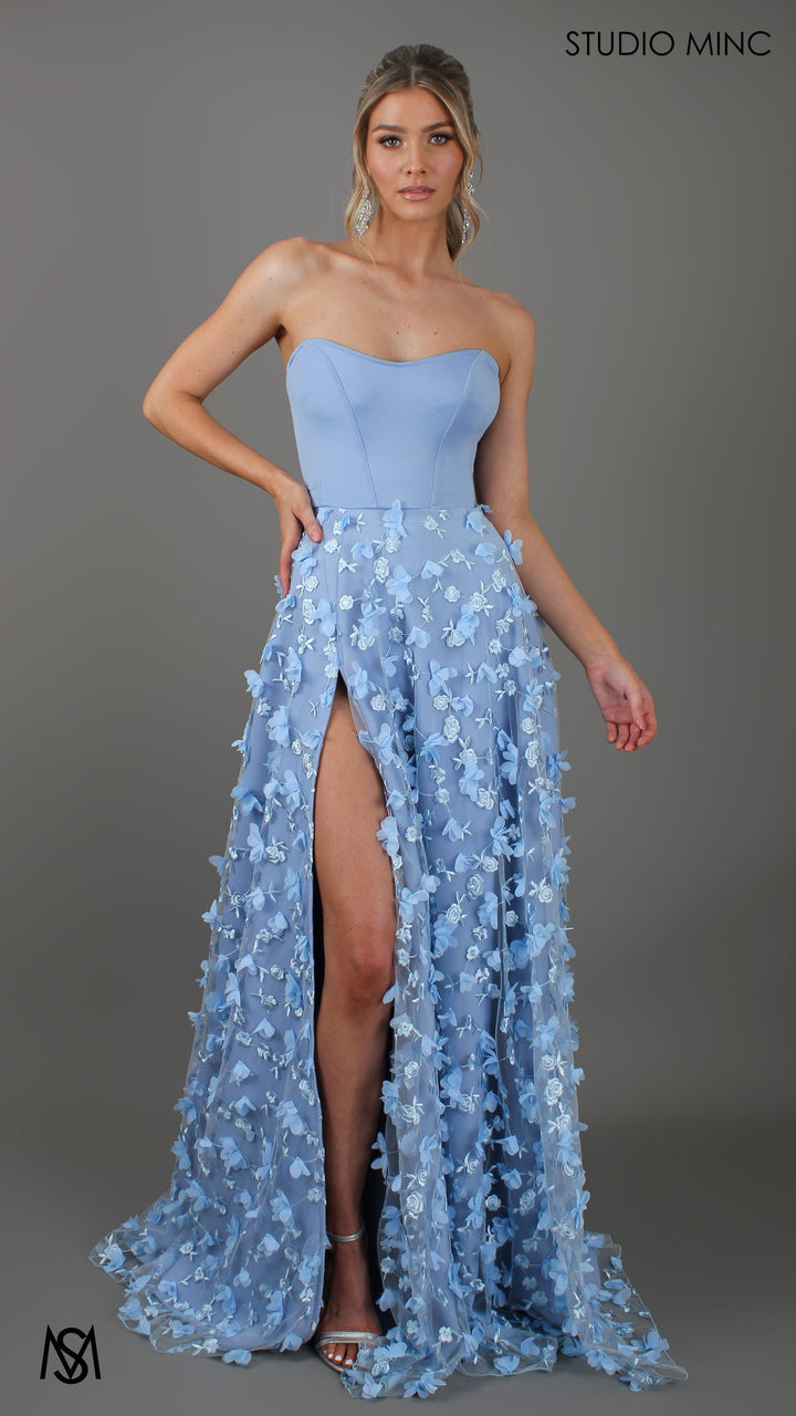 Daydream - Babyblå korsetkjole med 3D-blomster