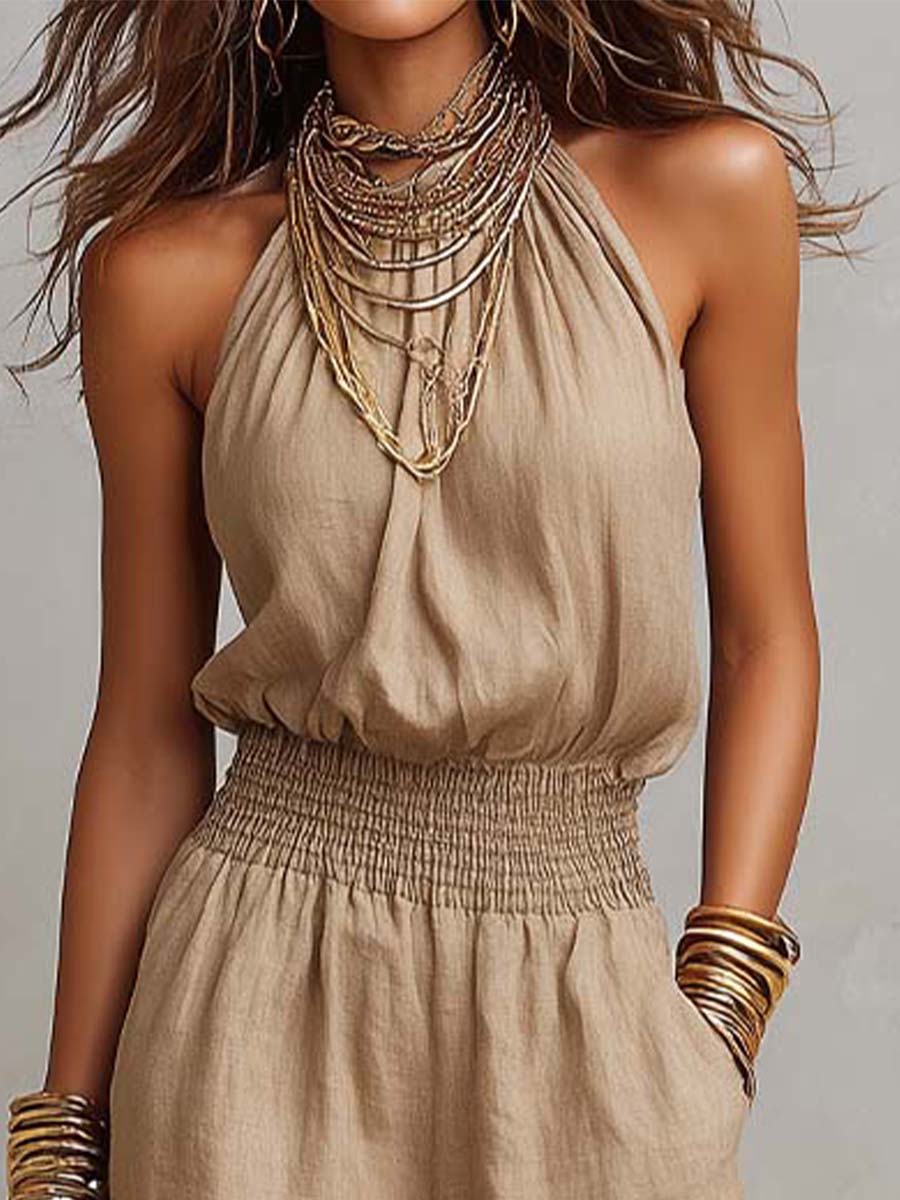 Elia Kollektion | Hvid Jumpsuit Dame med Flatterende Elastisk Talje | Elegant Sommeroutfit