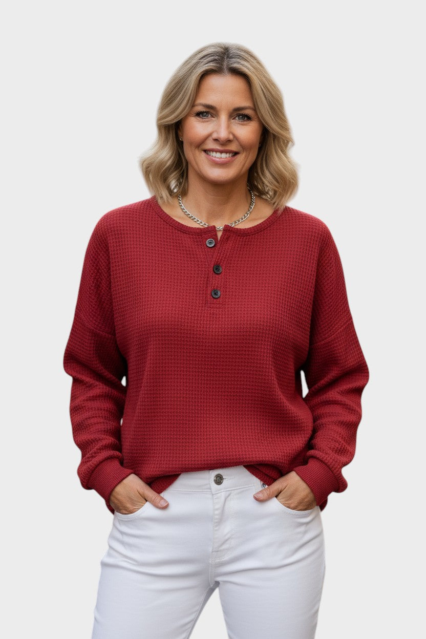 Helle™ | Vaffelstrikket Hyggetrøje