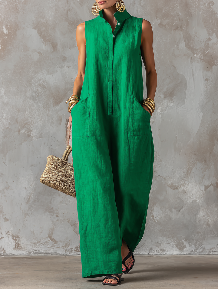 Sort ærmeløs jumpsuit — Stand Collar
