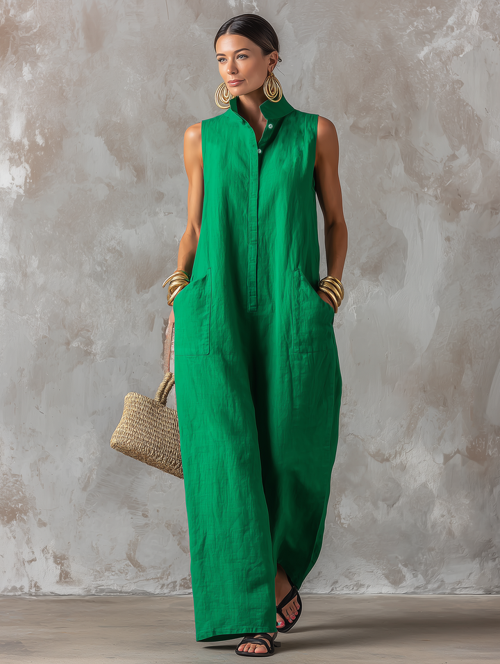 Sort ærmeløs jumpsuit — Stand Collar